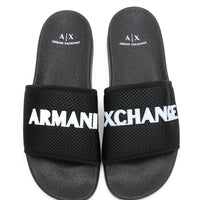 ARMANI EXCHANGE RAISED LOGO POOL SLIDES