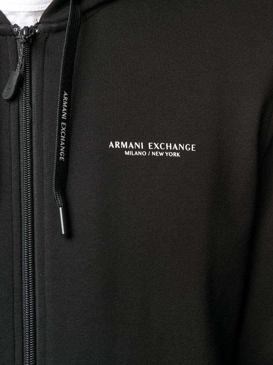 ARMANI EXCHANGE LOGO PRINT ZIP-FRONT HOODIE