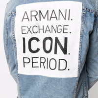 ARMANI EXCHANGE GRAPHIC-PRINT DENIM JACKET