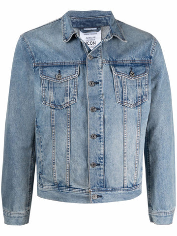 ARMANI EXCHANGE GRAPHIC-PRINT DENIM JACKET