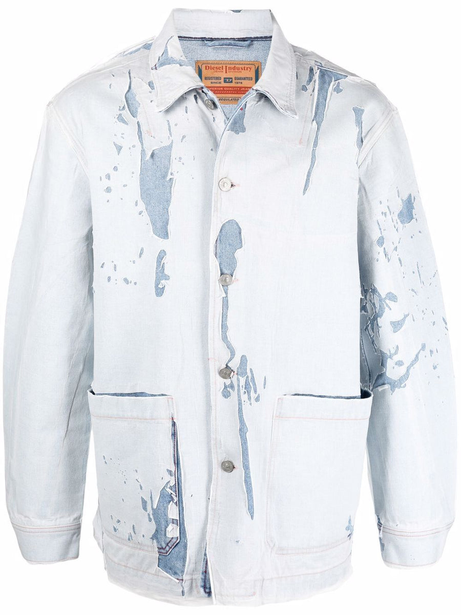 DIESEL PEEL-OFF EFFECT DENIM SHIRT JACKET