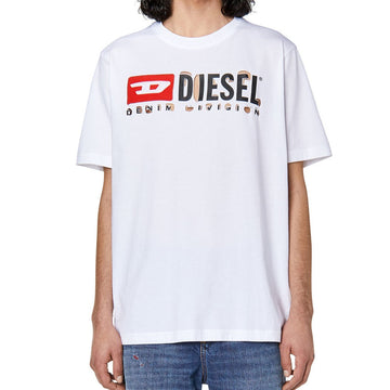 DIESEL T-JUST-DIVSTROYED T-SHIRT WITH PEEL-OFF LETTERS