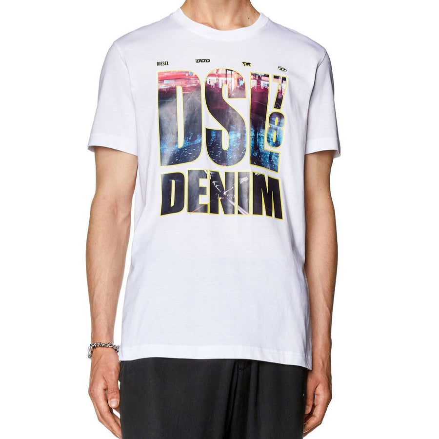 DIESEL T-DIEGOR-L7 T-SHIRT WITH DSL 78 DENIM PRINT