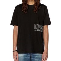 DIESEL T-JUST-L22 T-SHIRT WITH OUTLINE LOGO PRINT