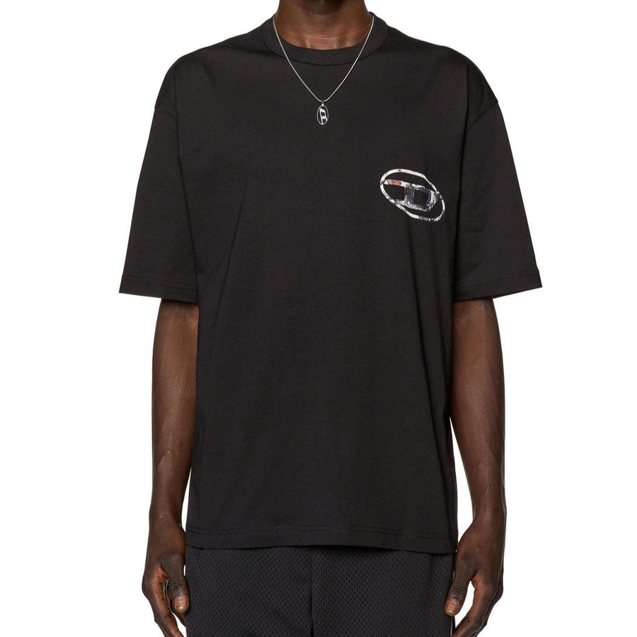 DIESEL T-WASH-L6 T-SHIRT WITH PLANET LOGO PRINT