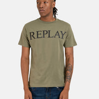 Replay Large Font Mil Green T-Shirt