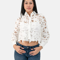 Sissy Boy Flower Crochet White Shirt