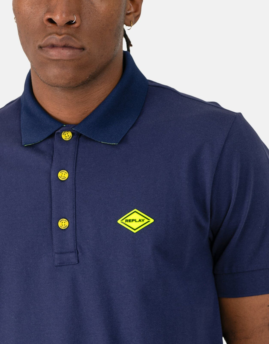 Replay Diamond Badge Blue Polo Shirt