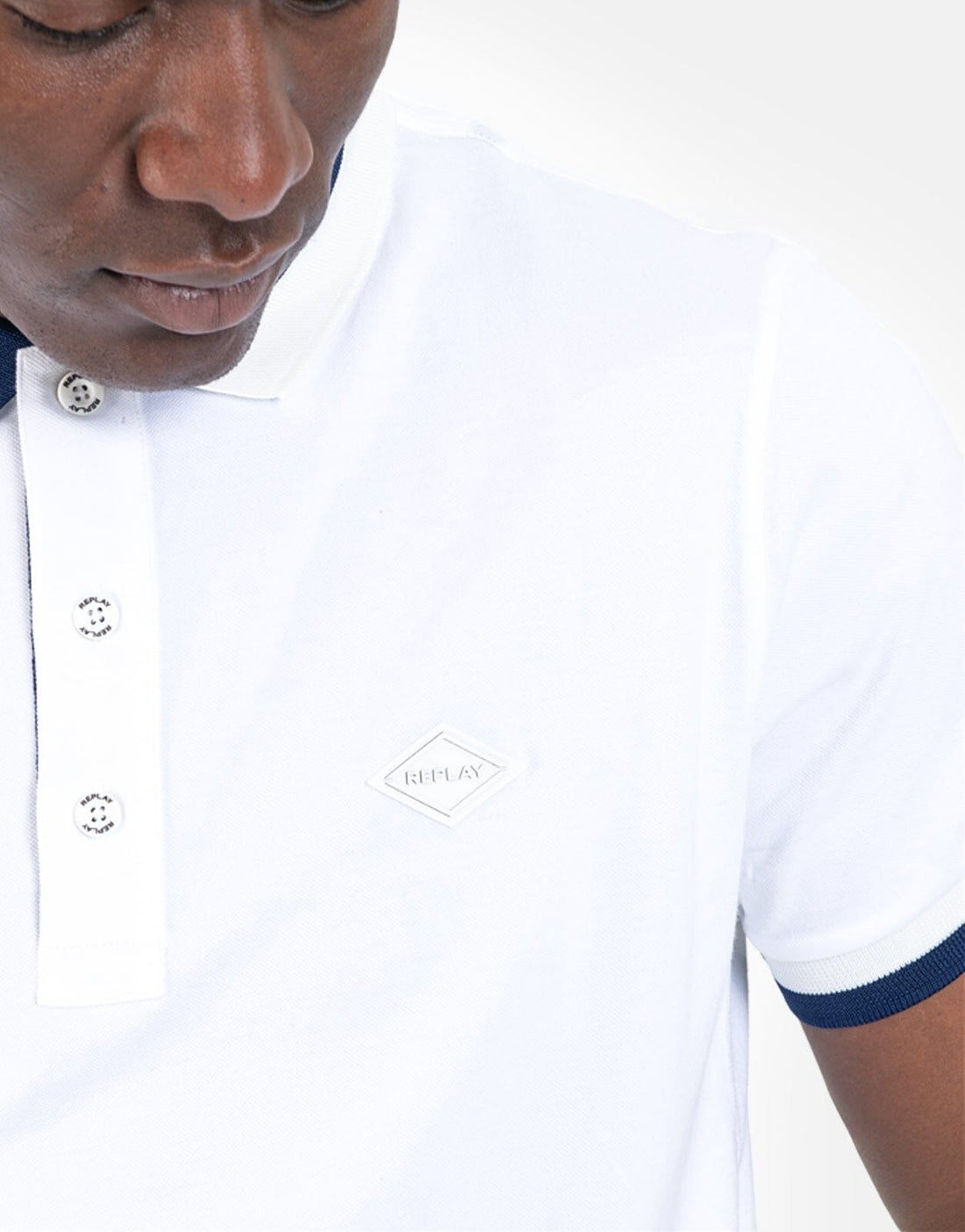 Replay Diamond Logo White Polo Shirt