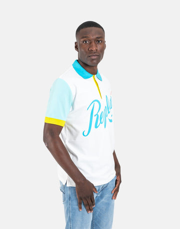 Replay Cursive Writing White Polo Shirt