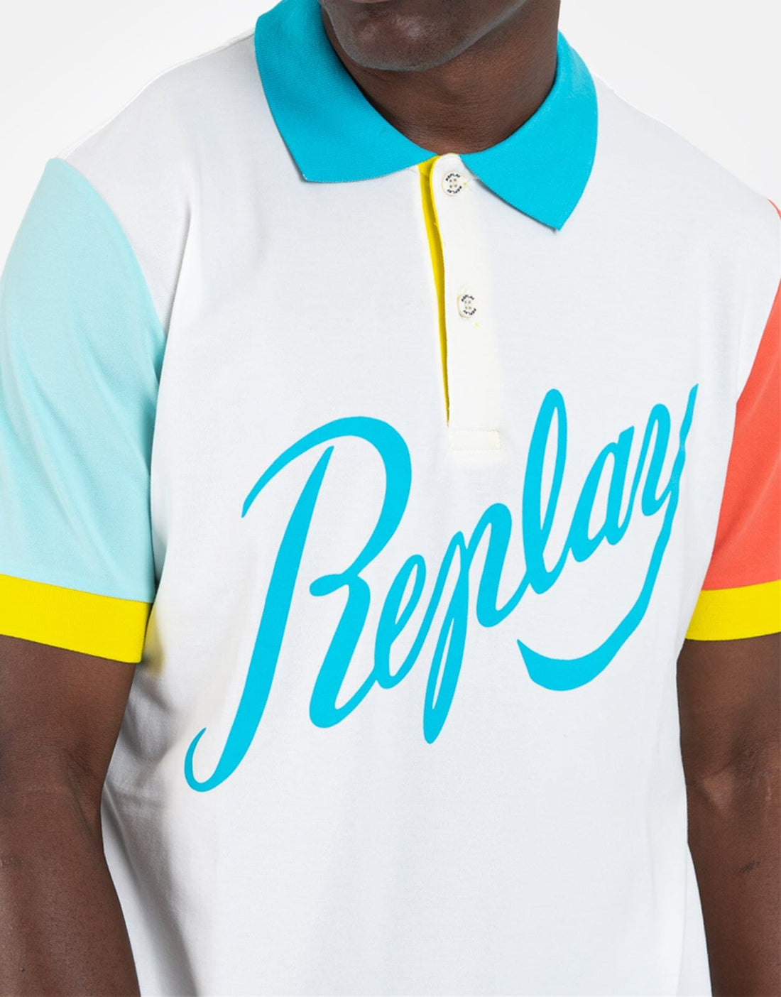 Replay Cursive Writing White Polo Shirt