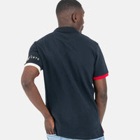 Polo Tipped Cuff Logo Navy Golfer