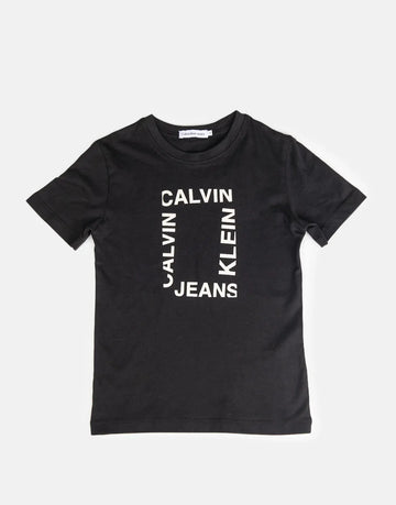 Calvin Klein Maxi Hero Flock Logo Black Kids T-Shirt