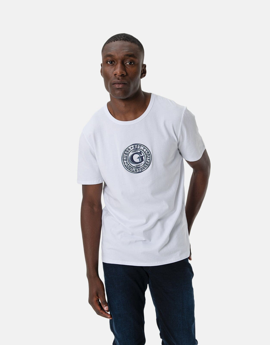 Guess Round Logo T-Shirt White