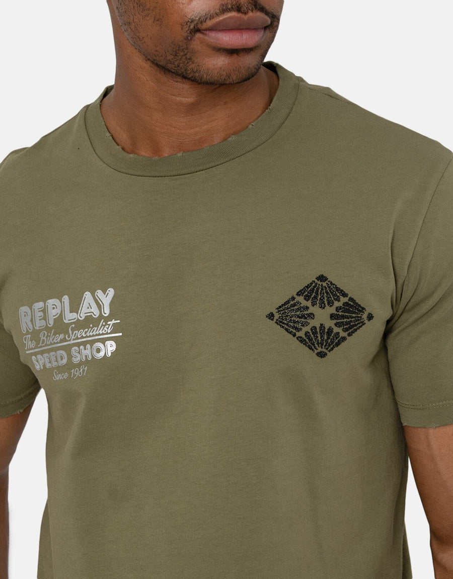 Replay Biker Print T-Shirt