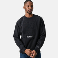 Replay Embossed Logo Black Sweatshirt