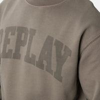 Replay Thick Logo Print Sweatshirt Stone Green