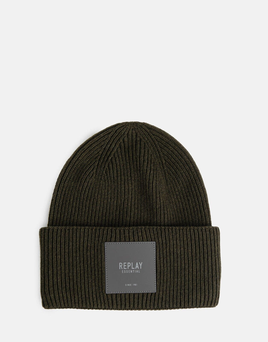 Replay Essentials Ribbed Jungle Green Beanie