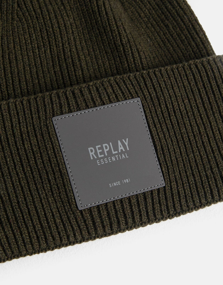 Replay Essentials Ribbed Jungle Green Beanie