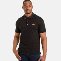 Replay Orange Logo Black Polo Shirt