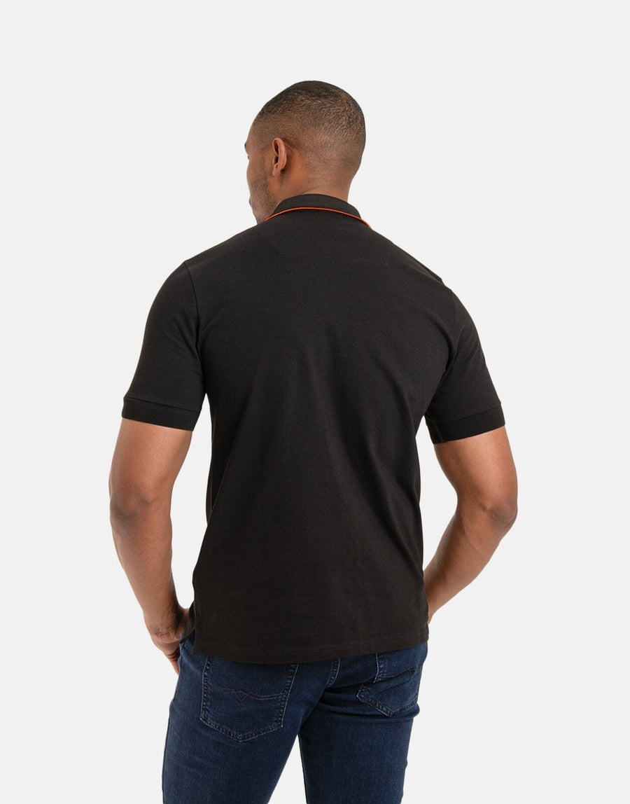 Replay Orange Logo Black Polo Shirt