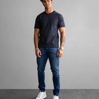 Fade Essential V-Neck Navy T-Shirt