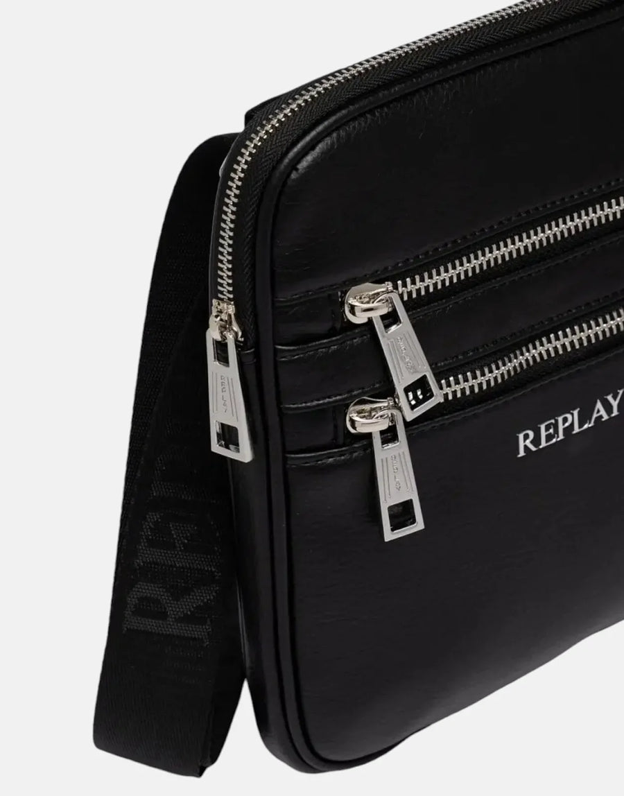 Replay Double Zip Black Bag