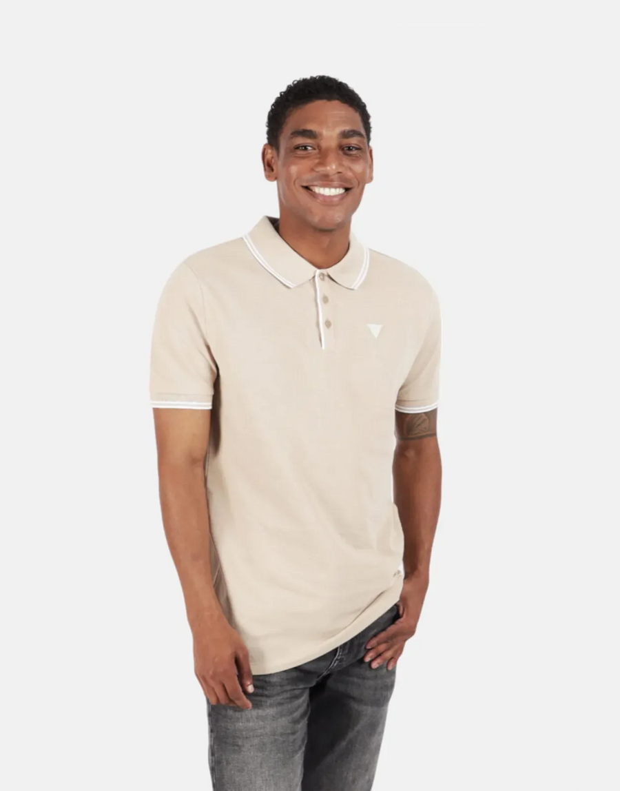 Guess Tipped Core Beige Polo Shirt