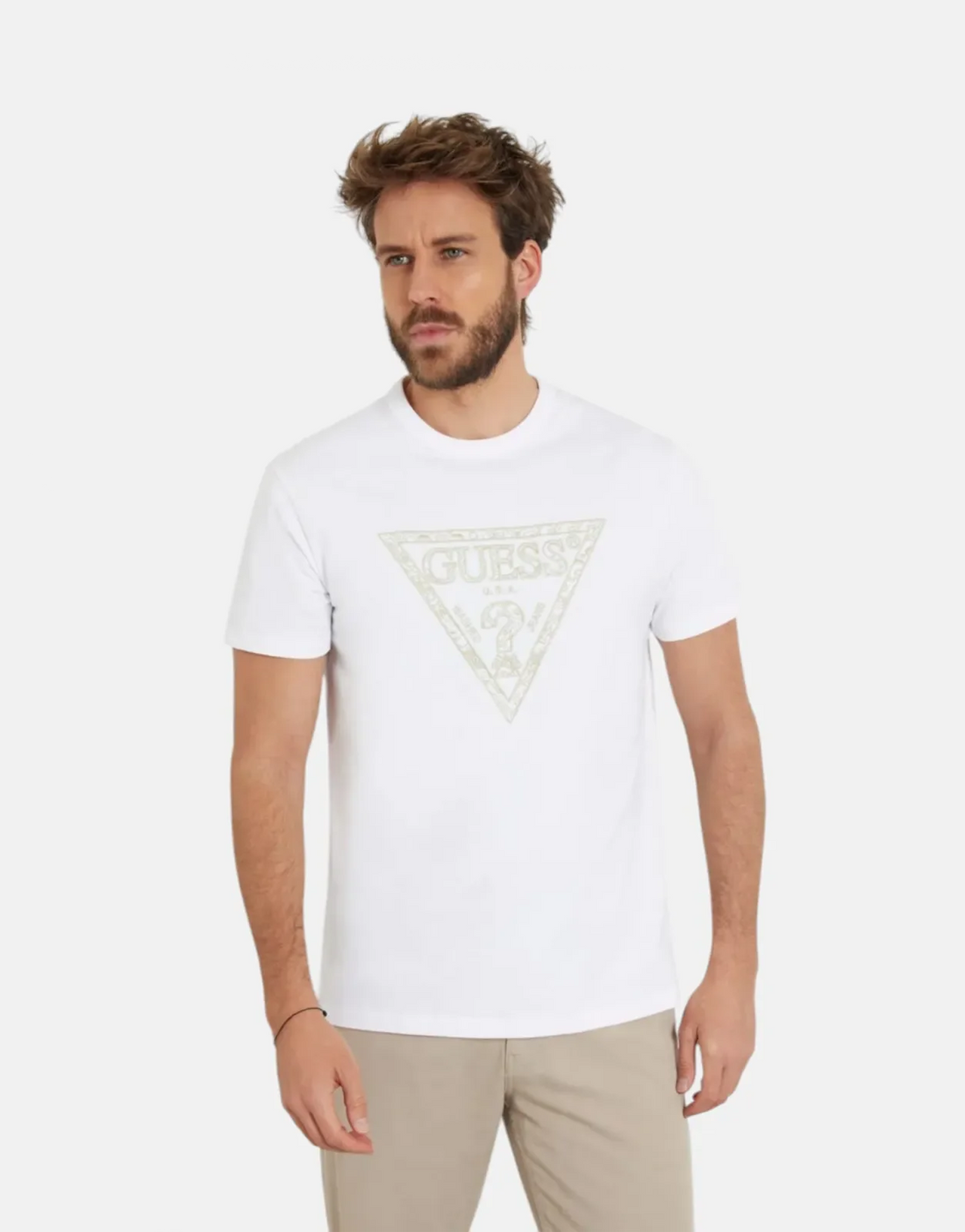 Guess Triangle Embro White T-Shirt