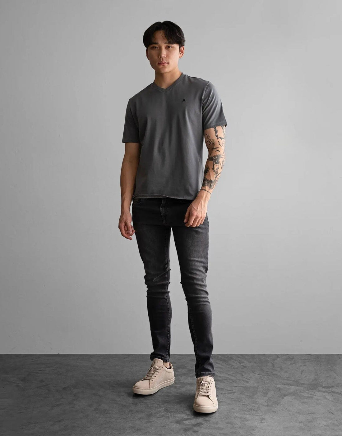 Fade Icon V-Neck Grey T-Shirt