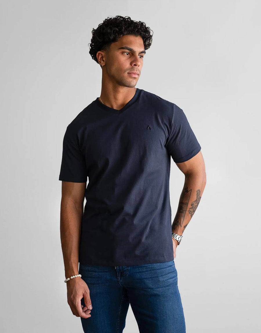 Fade Icon V-Neck Navy T-Shirt