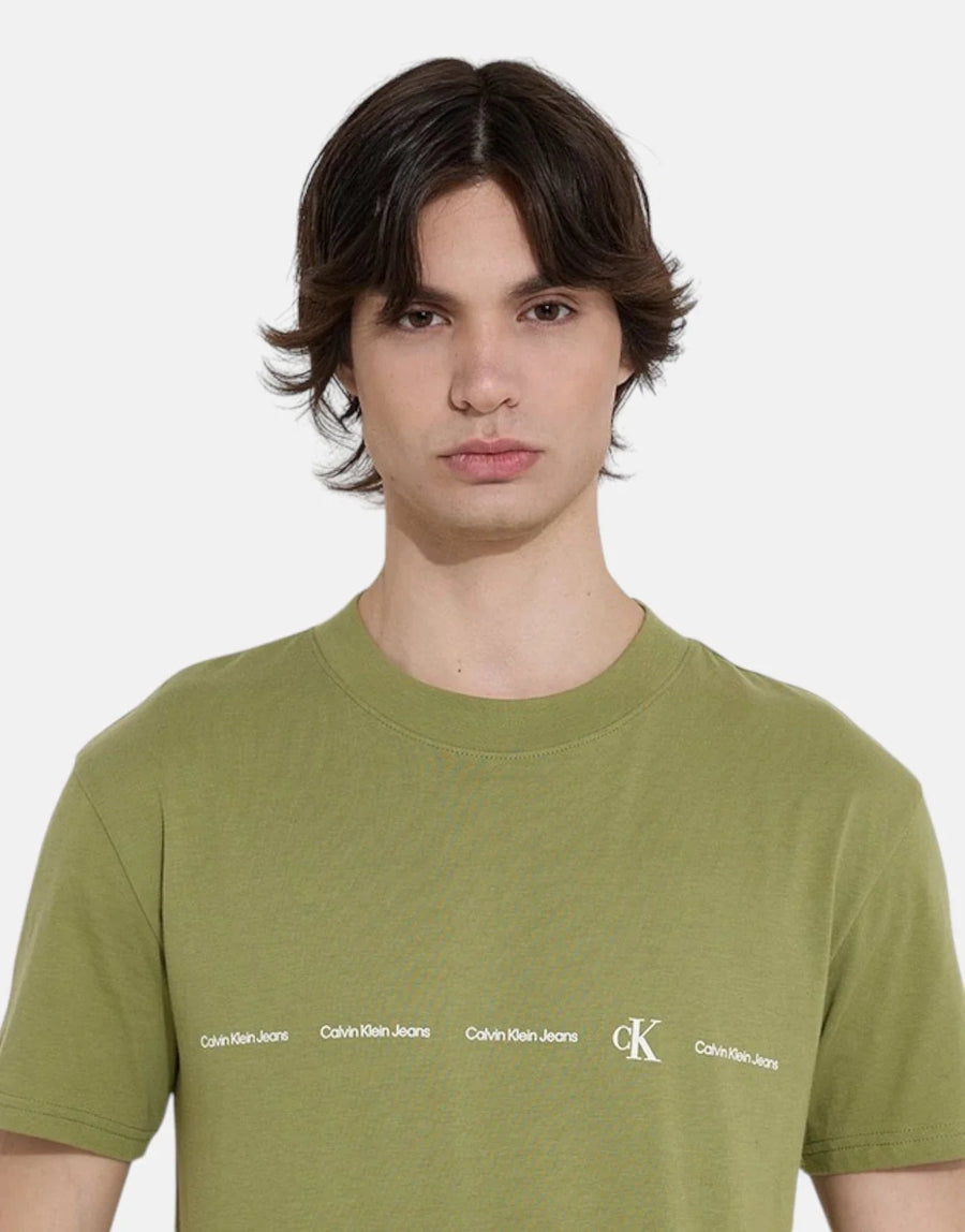 Calvin Klein Logo Repeat Olive T-Shirt